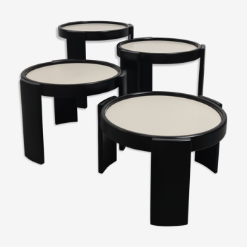 Black nesting tables by Gianfranco Frattini for Cassina