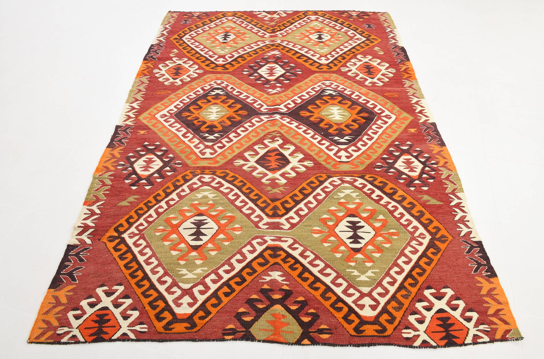 170x238Cm Anatolian Kilim Rug, 6x8 Handmade Wool Rug