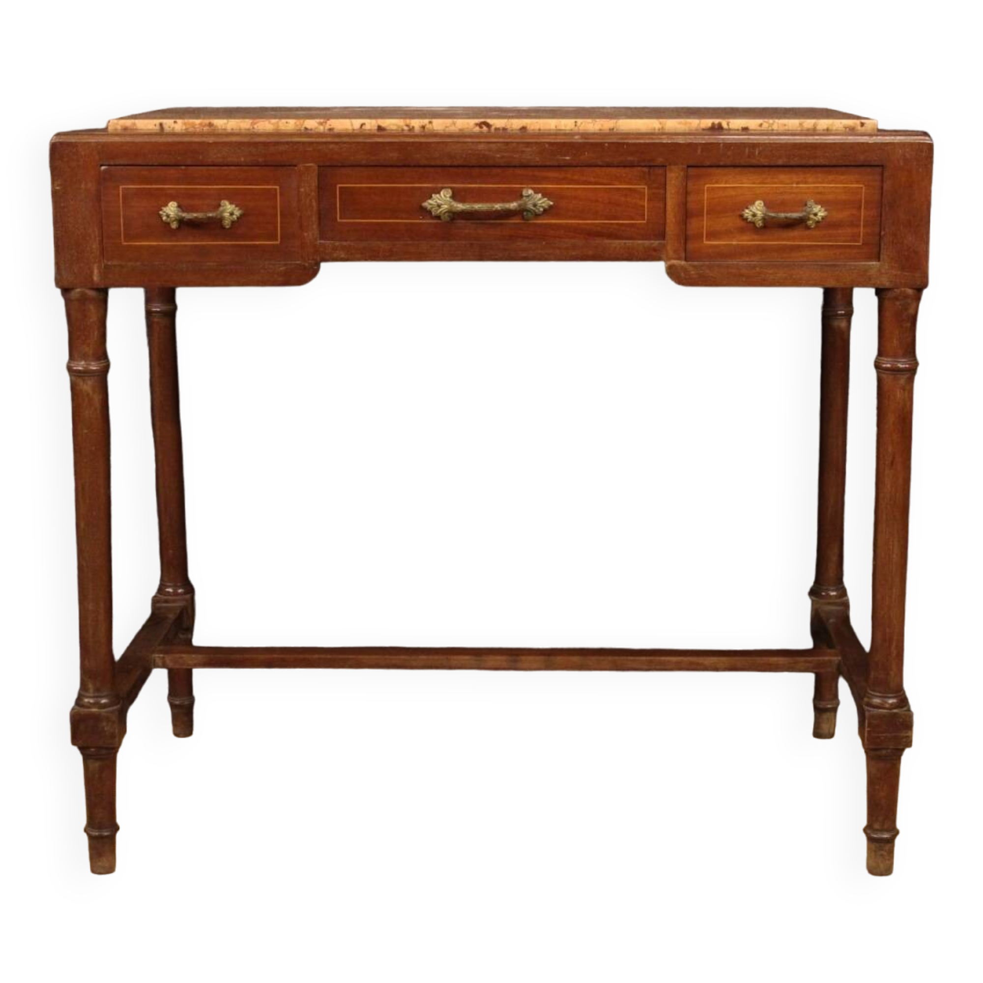 Italian inlaid table with marble top from 20th century