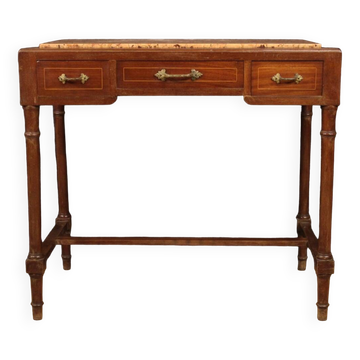 Table italienne marquetée avec plateau en marbre du XXe siècle