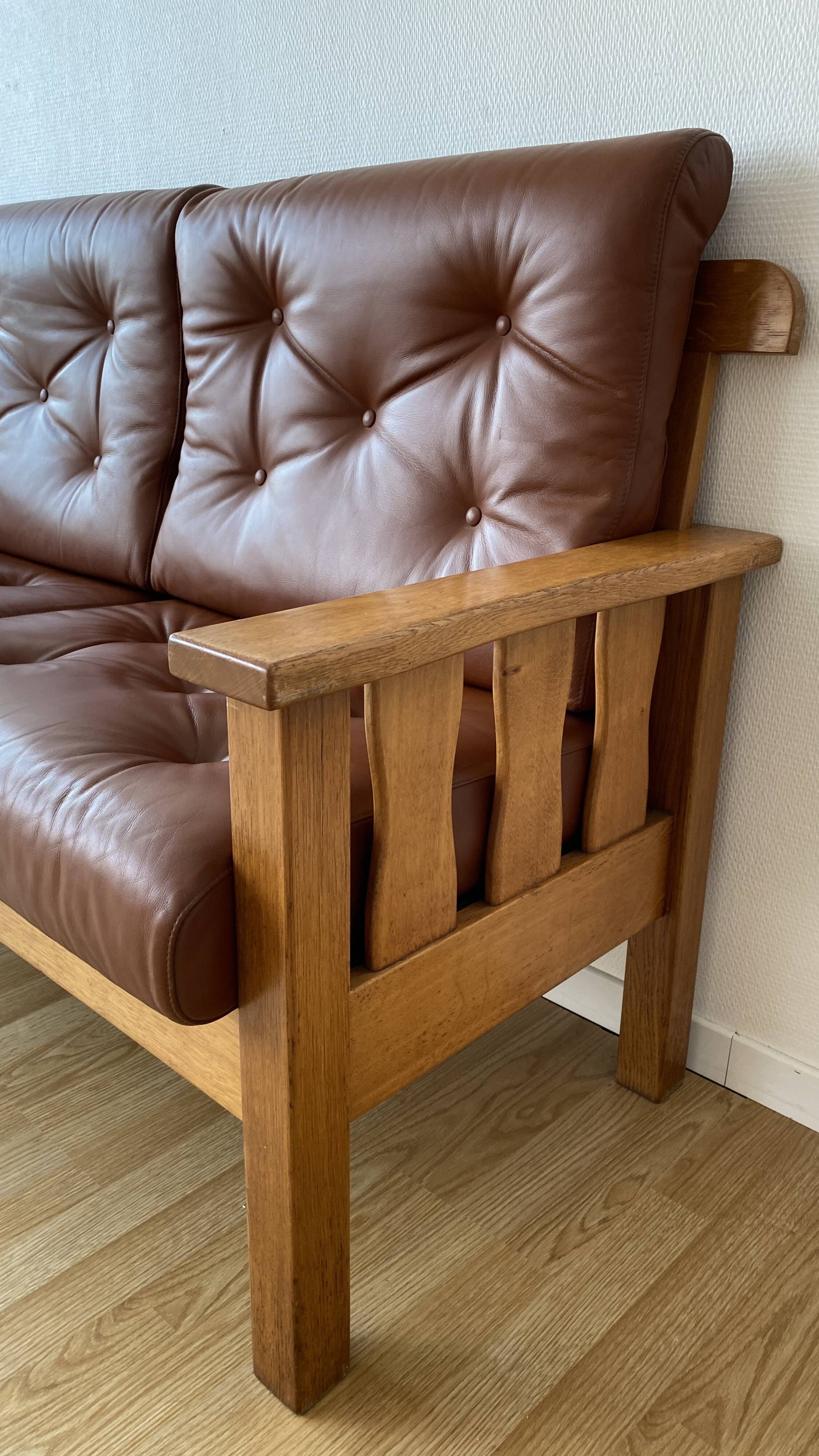 Banquette vintage en chêne massif