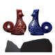 Pair of ceramic glazed candlesticks in the shape of roosters, signed A.G Roger, year 1948.