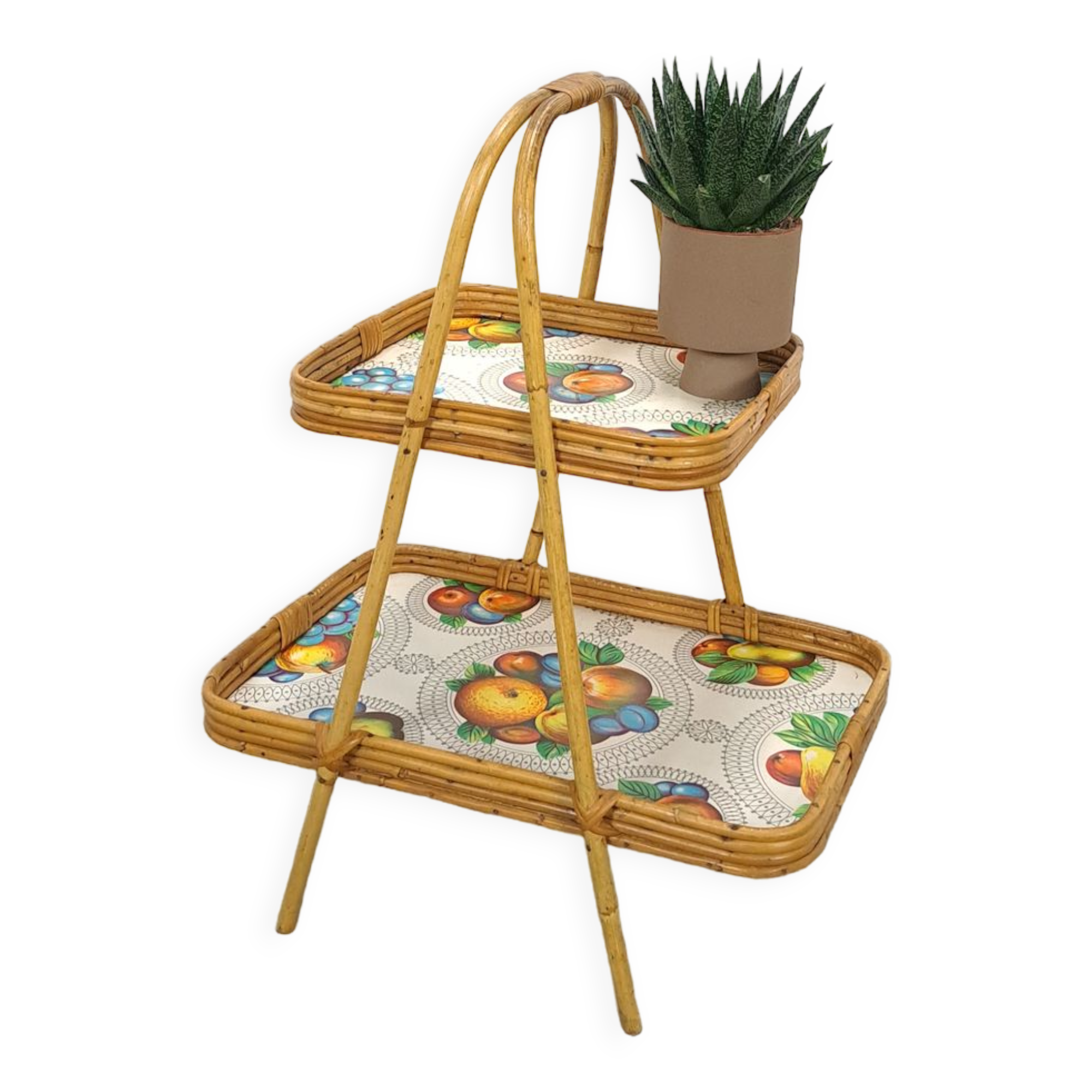 Rattan serving table