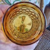 Lot de 5 verres vintage en verre jaune ambré pernod france 2 modèles assortis