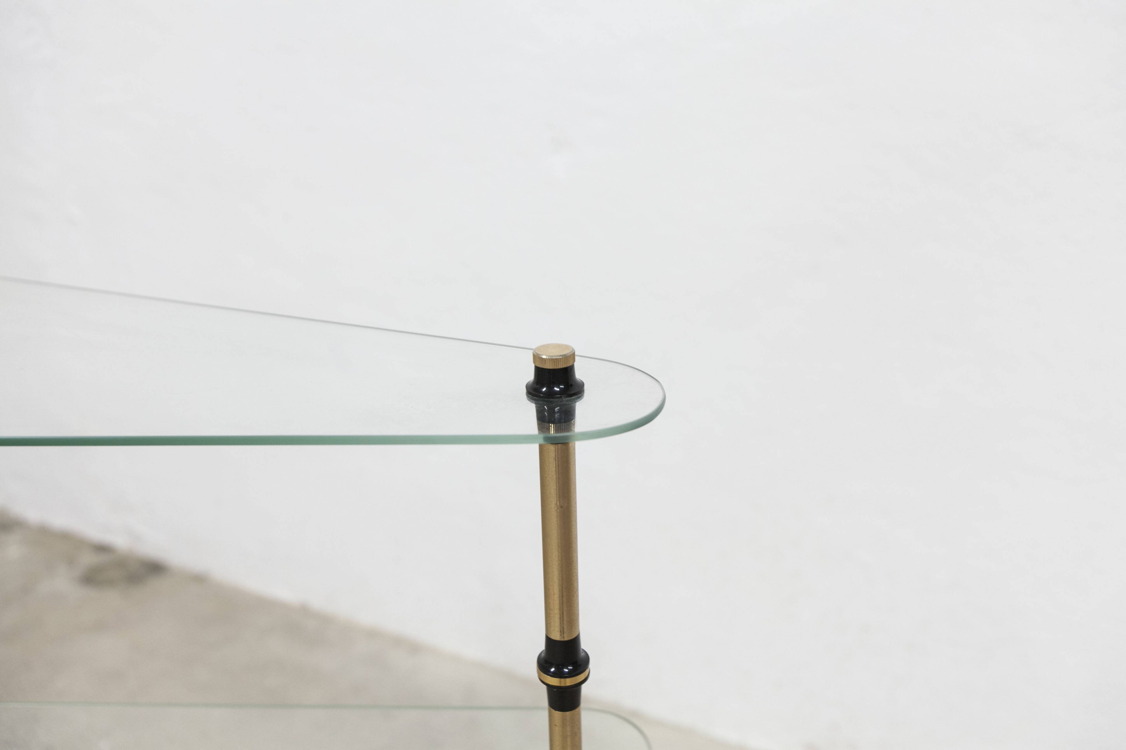 Glass and brass shop window display shelf 1950