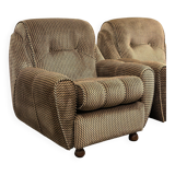 Pair of Italian lounge chairs, original upholstery. Italy, 1970s.