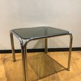 Chromium and smoked glass side table