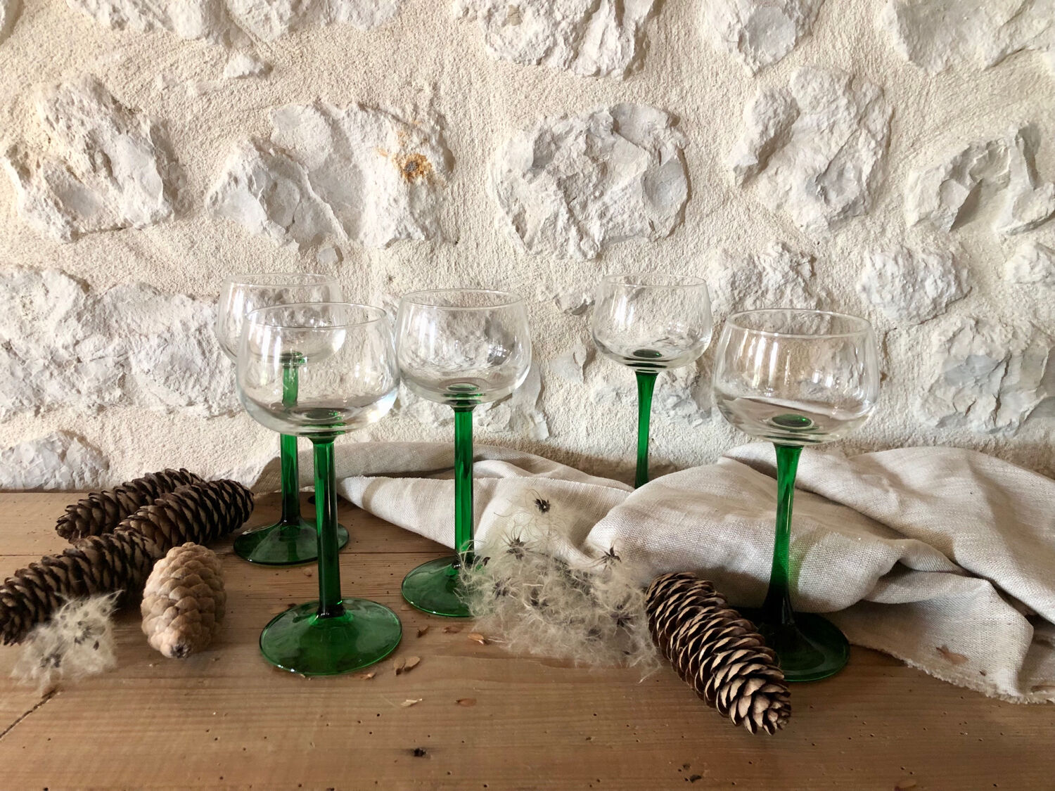 Antique white wine glasses
