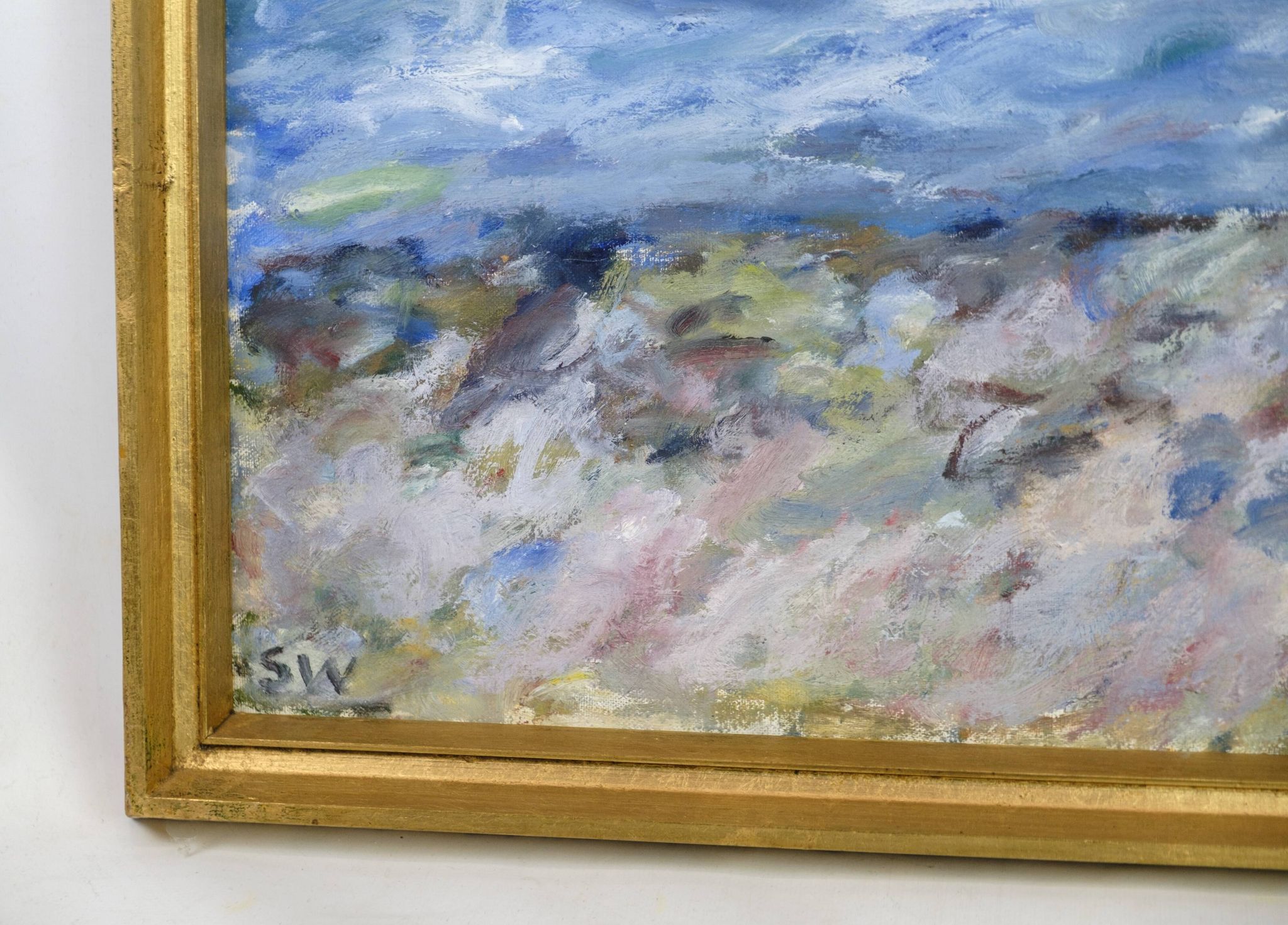Oil painting on canvas with motif of beach and sea painted by sixten wiklund