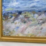 Oil painting on canvas with motif of beach and sea painted by sixten wiklund