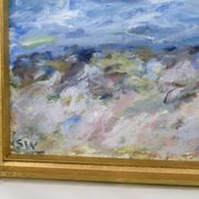 Oil painting on canvas with motif of beach and sea painted by sixten wiklund