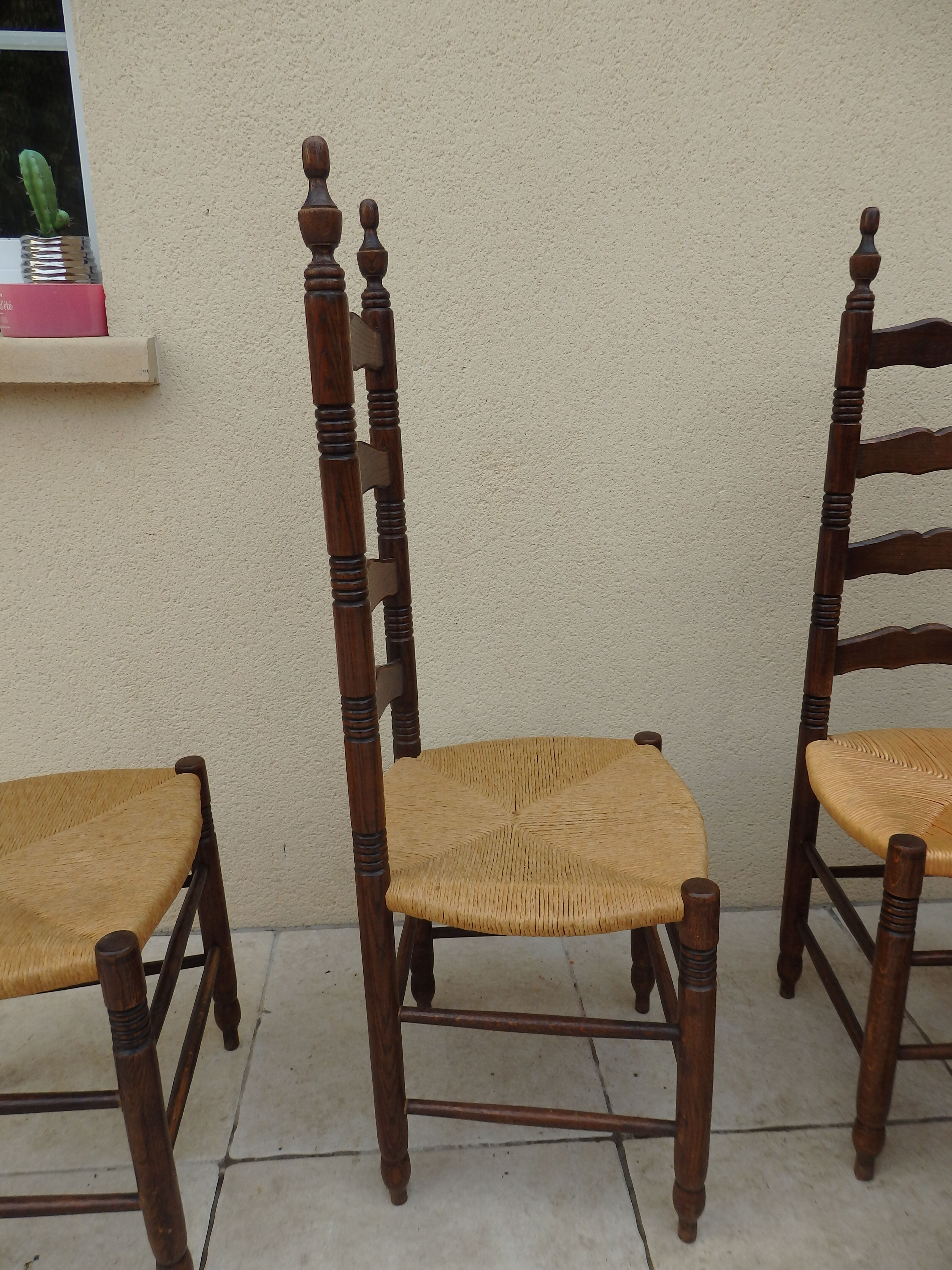 6 chairs straw and wood farmhouse old monastery