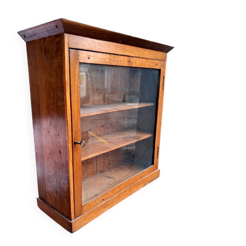 Vintage wooden wall display cabinet, chalet country design.