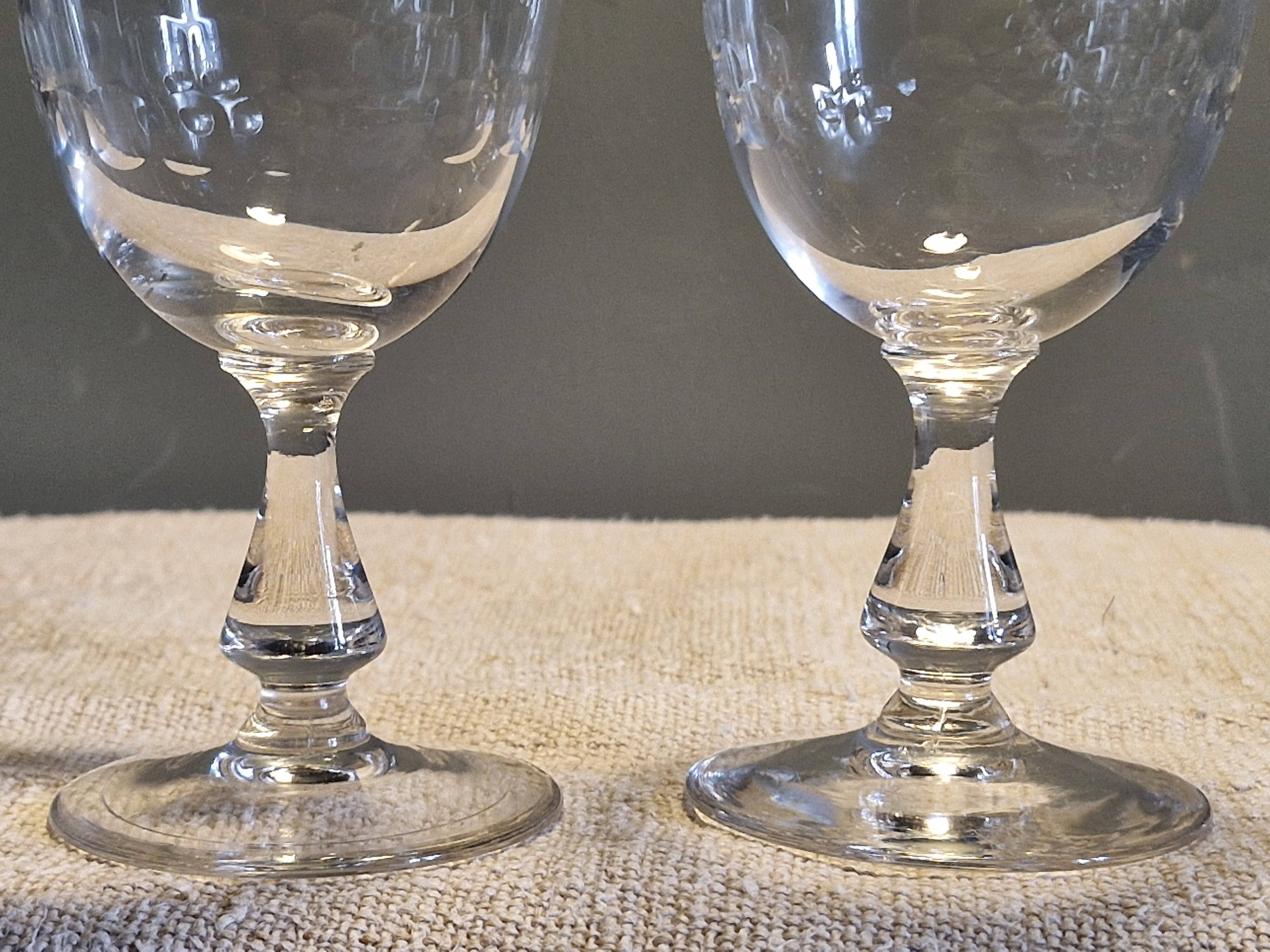 2 antique Baccarat crystal wine glasses, scales model, 1920s/30s