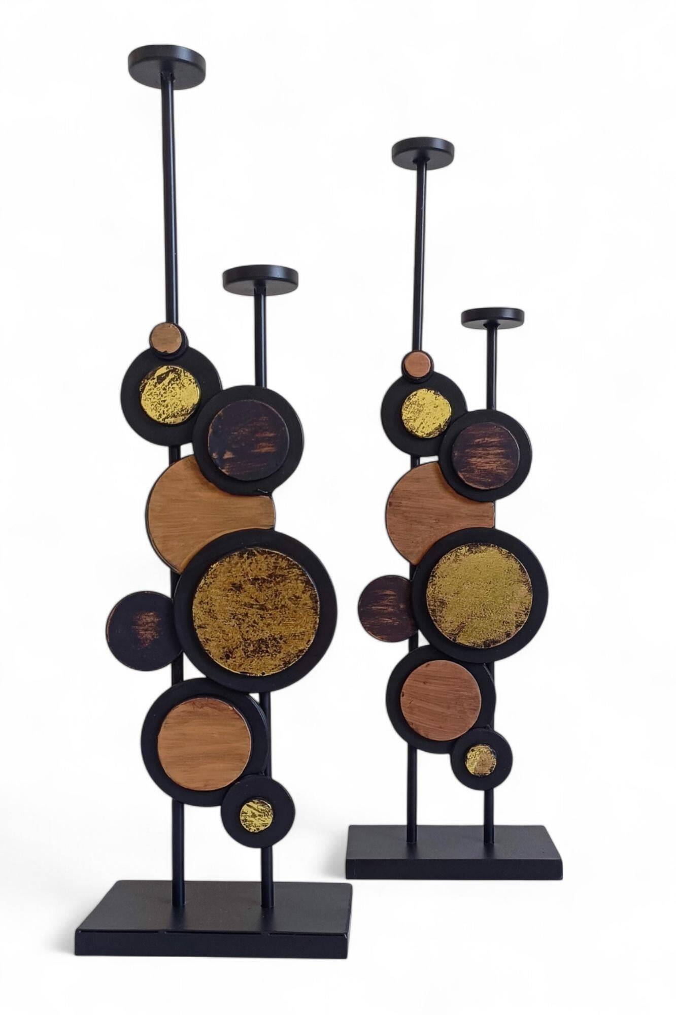 Large Mid-Century Italian Wrought Iron Candelabra, Psychedelic Design, 1970s