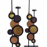 Large Mid-Century Italian Wrought Iron Candelabra, Psychedelic Design, 1970s