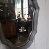 Grey patinated baroque mirror