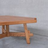 Brutalist oak mid-century triangular dining table