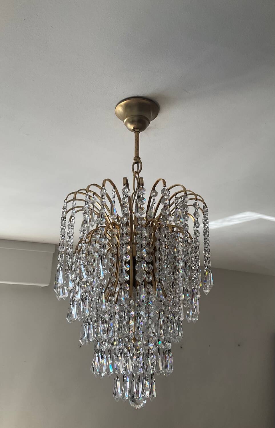 70s crystal tassel cascade chandelier