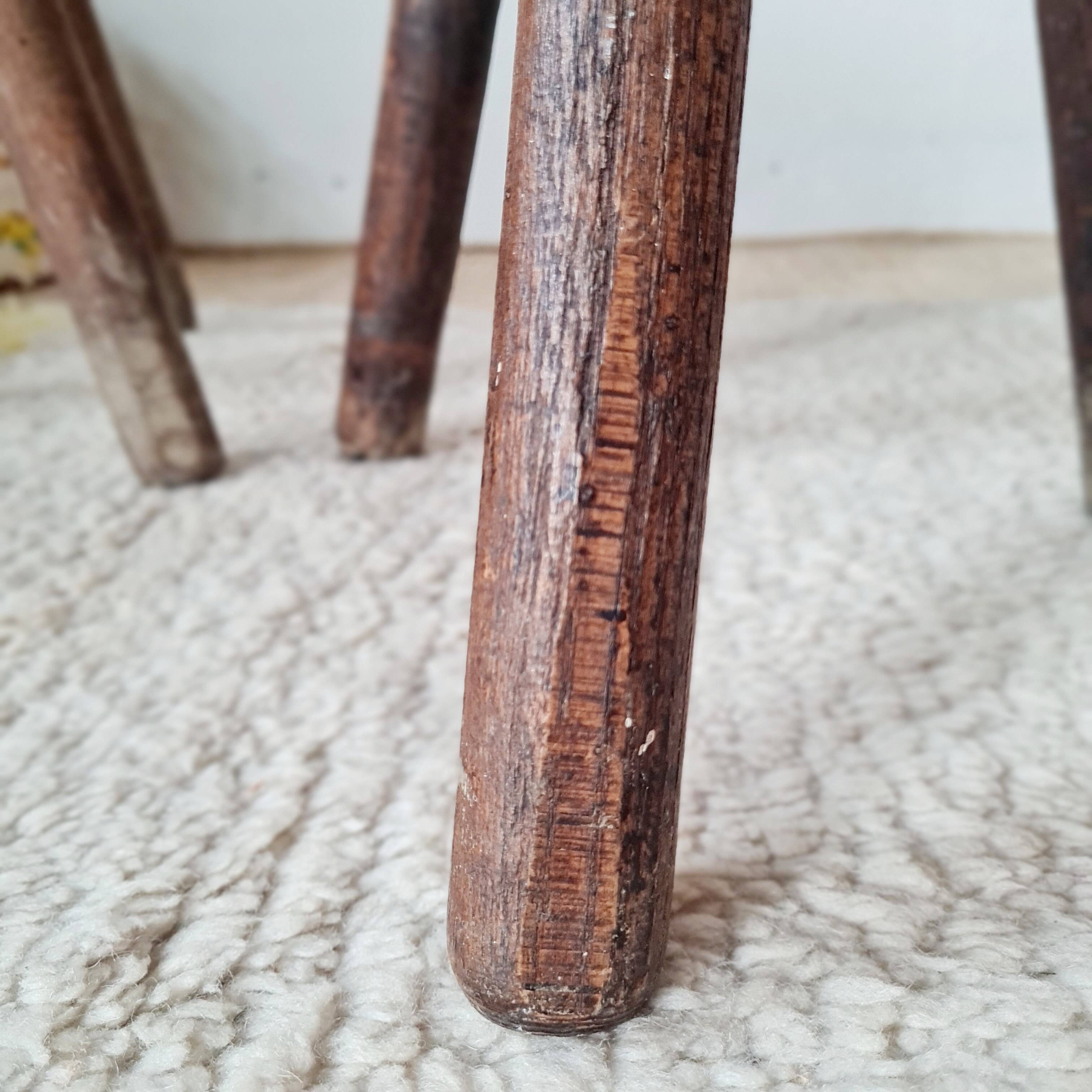 Pair of vintage brutalist tripod stools - folk art