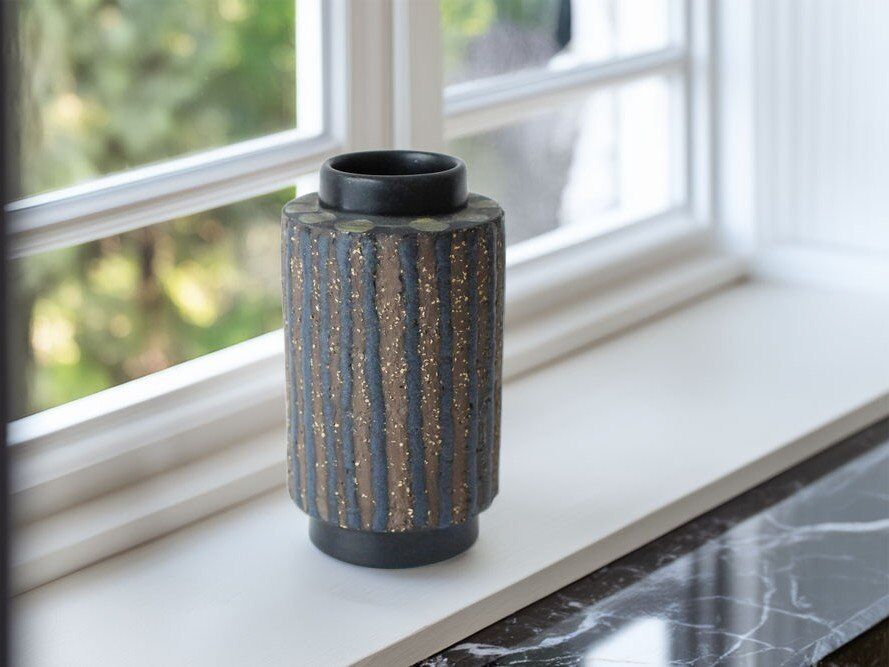 Mid-century modern Scandinavian brutalist pottery vase by Mari Simmulson for Upsala Ekeby, 1970s
