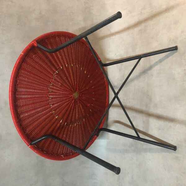 Table basse scoubidou et rotin