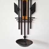 Sculptural Iron and orange glass wall candle holder for Dantoft, Denmark 1960's/1970's