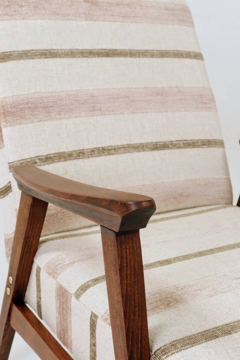 Fauteuil vintage style scandinave lin naturel 1970