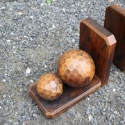 Paire de serre livres vintage en bois