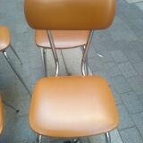 Set of 4 vintage chairs stainless steel feet 60s.