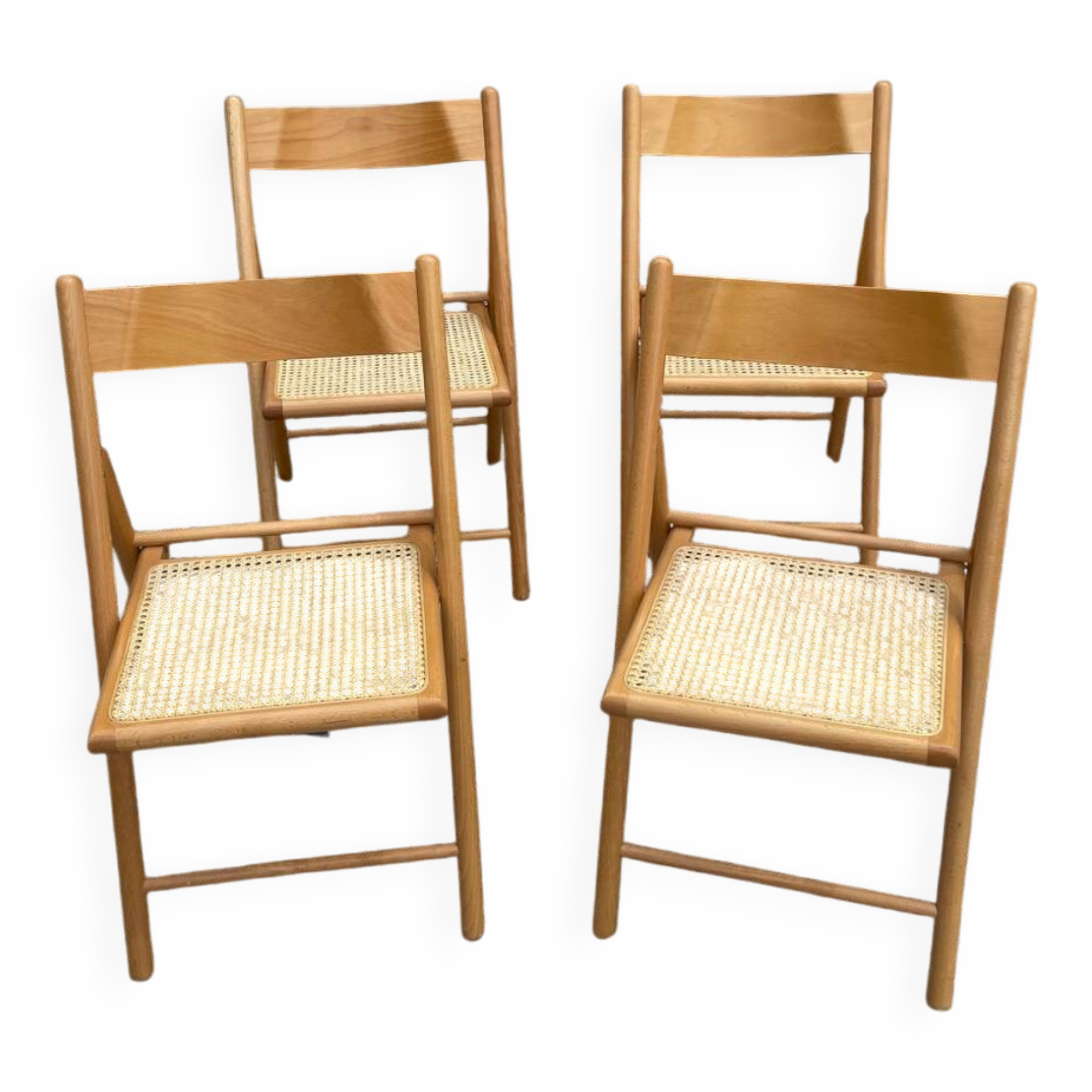 Chaises Pliantes Habitat Vintage en Rotin et Rotin, 1980s, Set de 4