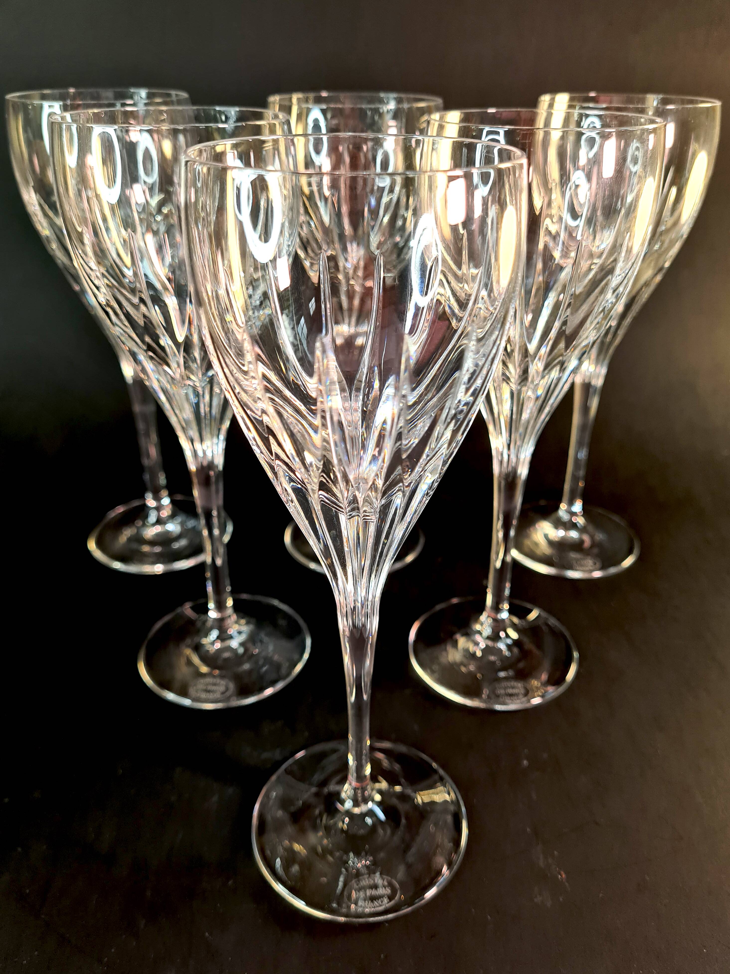 Set of 6 cut crystal glasses – Paris Crystal Works (model similar to Ir)