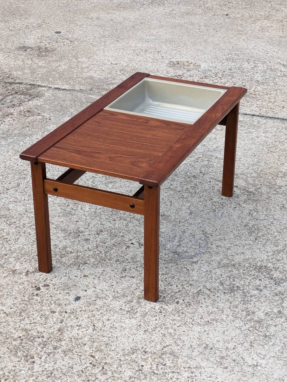 Vintage Scandinavian teak planter coffee table – 1960s