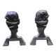 Old Cast Iron Chenets Profile of Man with Collerette