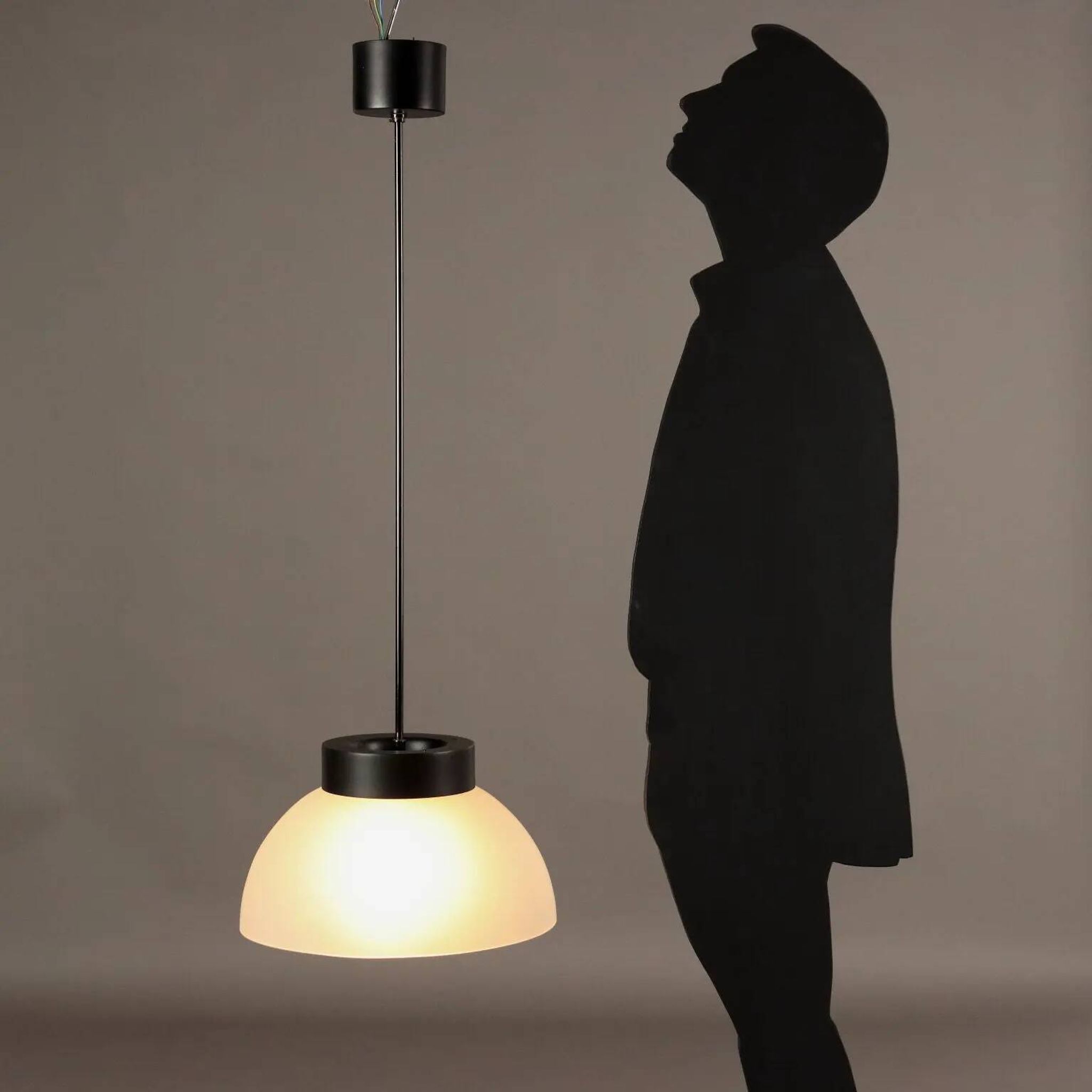 Vintage aluminium and glass pendant light, Italy, 1970s.