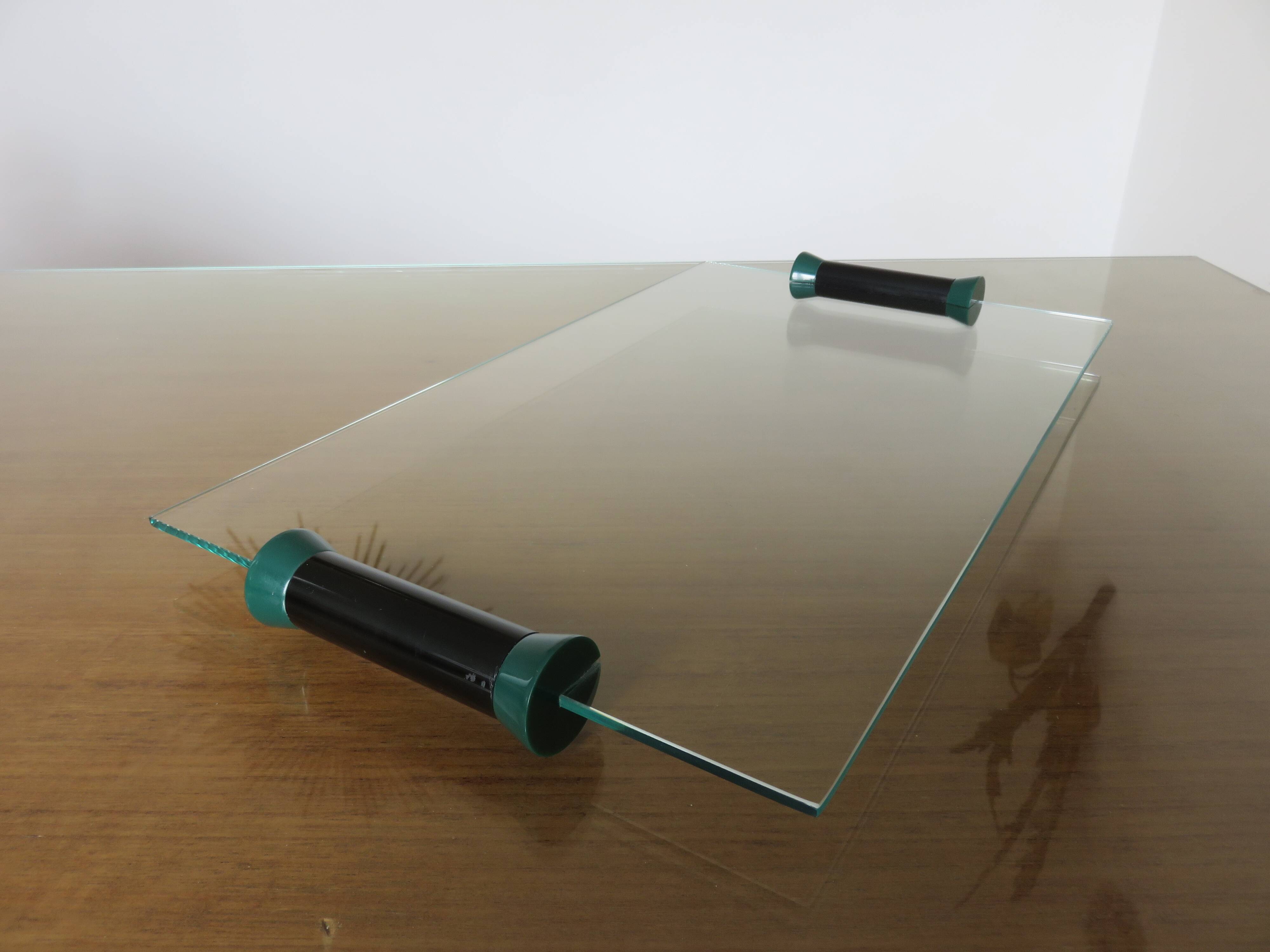 Plateau en verre et polycarbonate années 80 ers Memphis