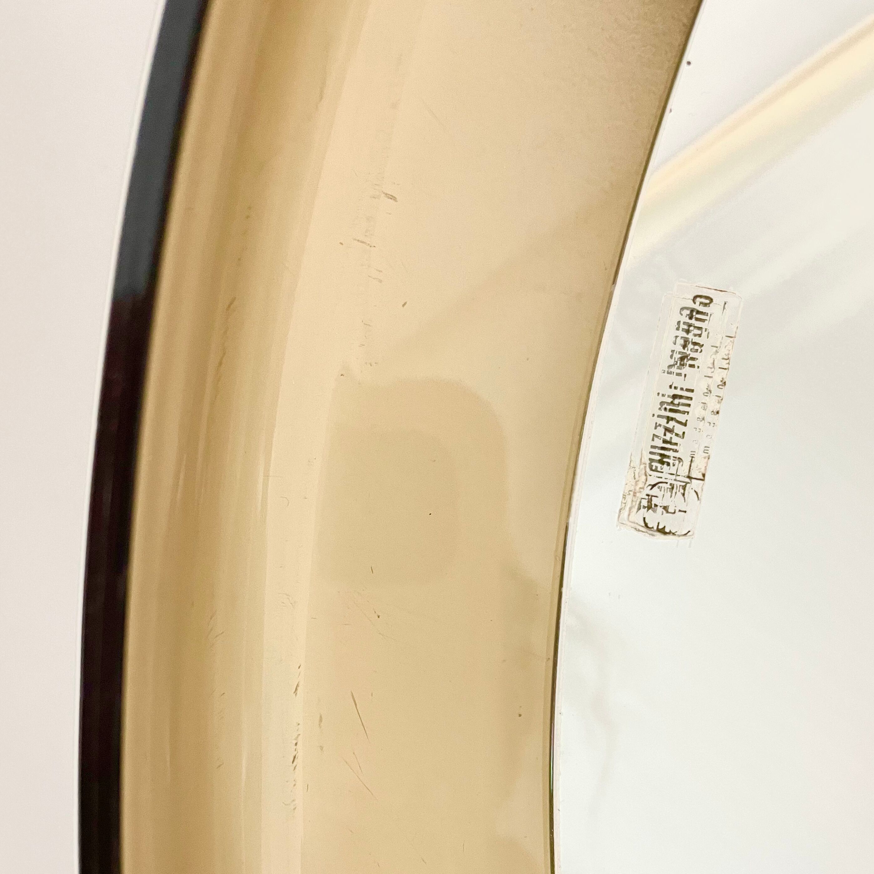 Mid-century round wall mirror in smoked acrylic glass by guzzini, italy, 1970