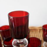 9 Luminarc red liquor glasses