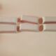 Set of 6 vintage knife holders in white and pink ceramic