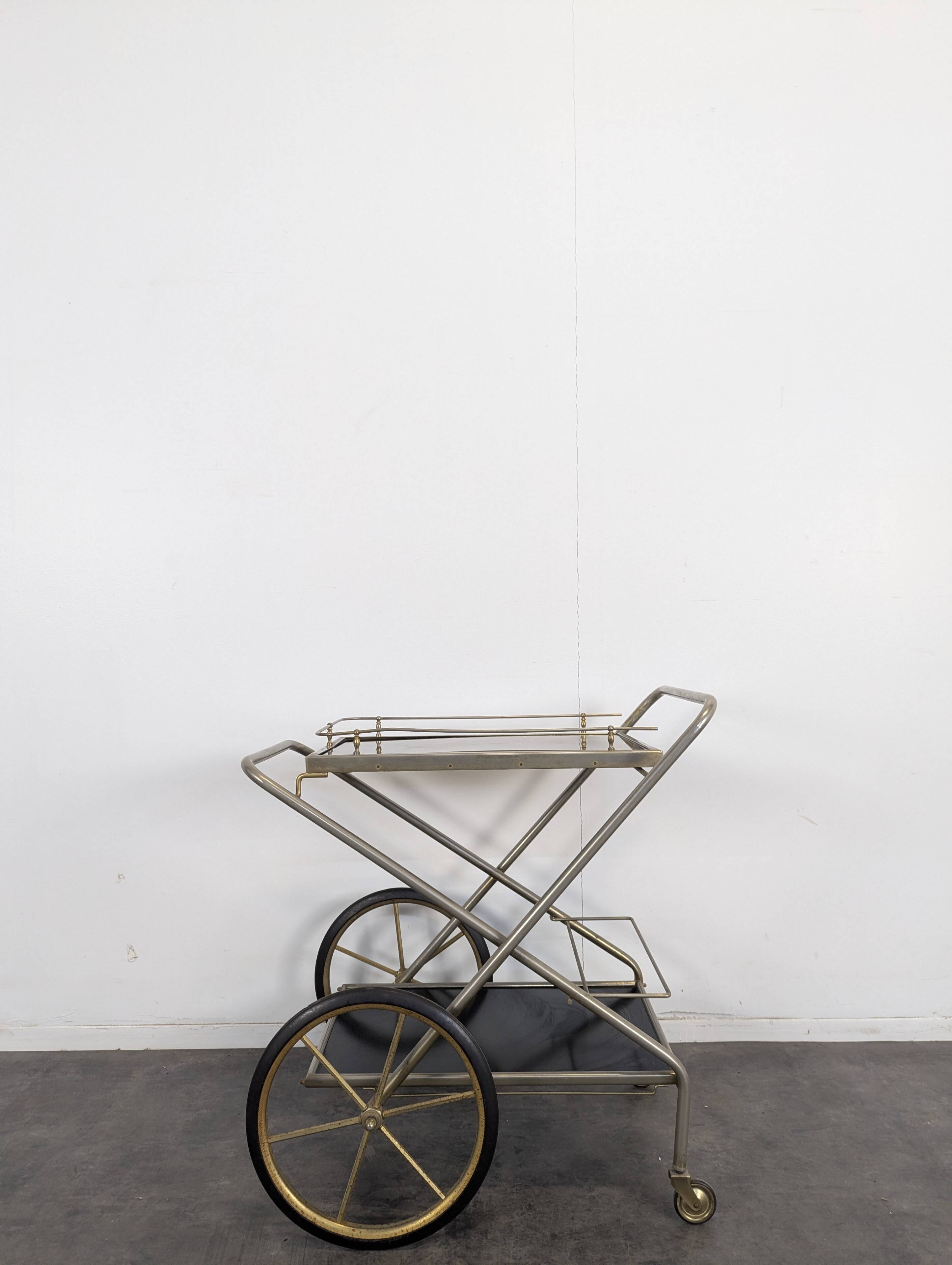 1970s Brass Rolling Trolley