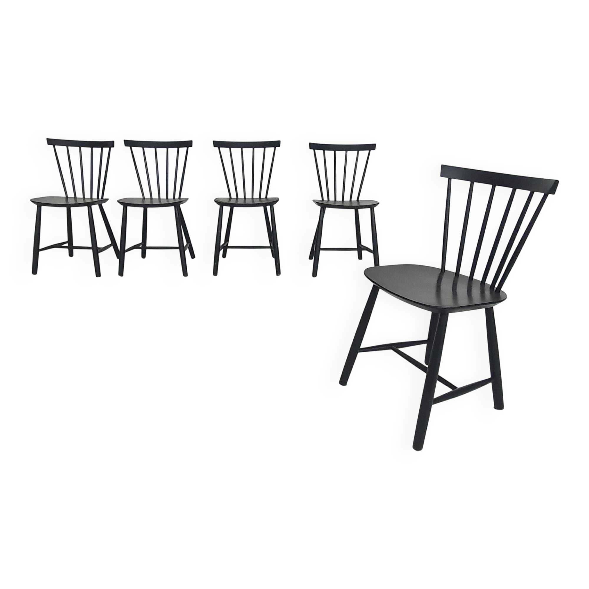 Poul M. Volther J46 spindle back chairs for FDB Mobler, Denmark, 1956
