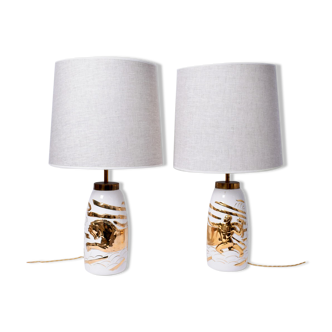 Pair of ceramic neoclassical lamps, 1940s.