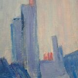 Canvas signed "blue houses"