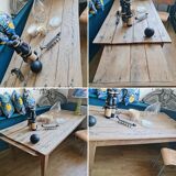 Coffee table in raw oak fully vitrified a side drawer and a flat rest