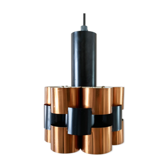 Werner Schou Pendant Lamp Made Of Copper And Black Lacquered Metal - Scandinavian Mid-century - Vint