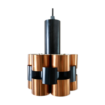 Suspension en cuivre et métal laqué noir scandinave milieu du siècle Werner Schou