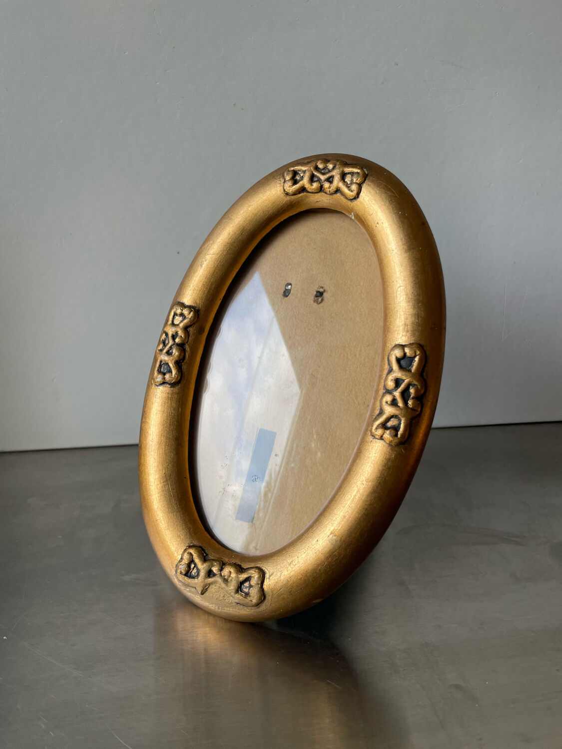 Antique art nouveau oval frame gilded wood