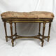Louis XVI style piano bench, dark gilded cane wood