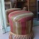Small vintage stool / pouffe with fringes, boudoir style.