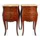 Pair of Vintage French Nightstands, Set of Rosewood Bedside Tables with Mar